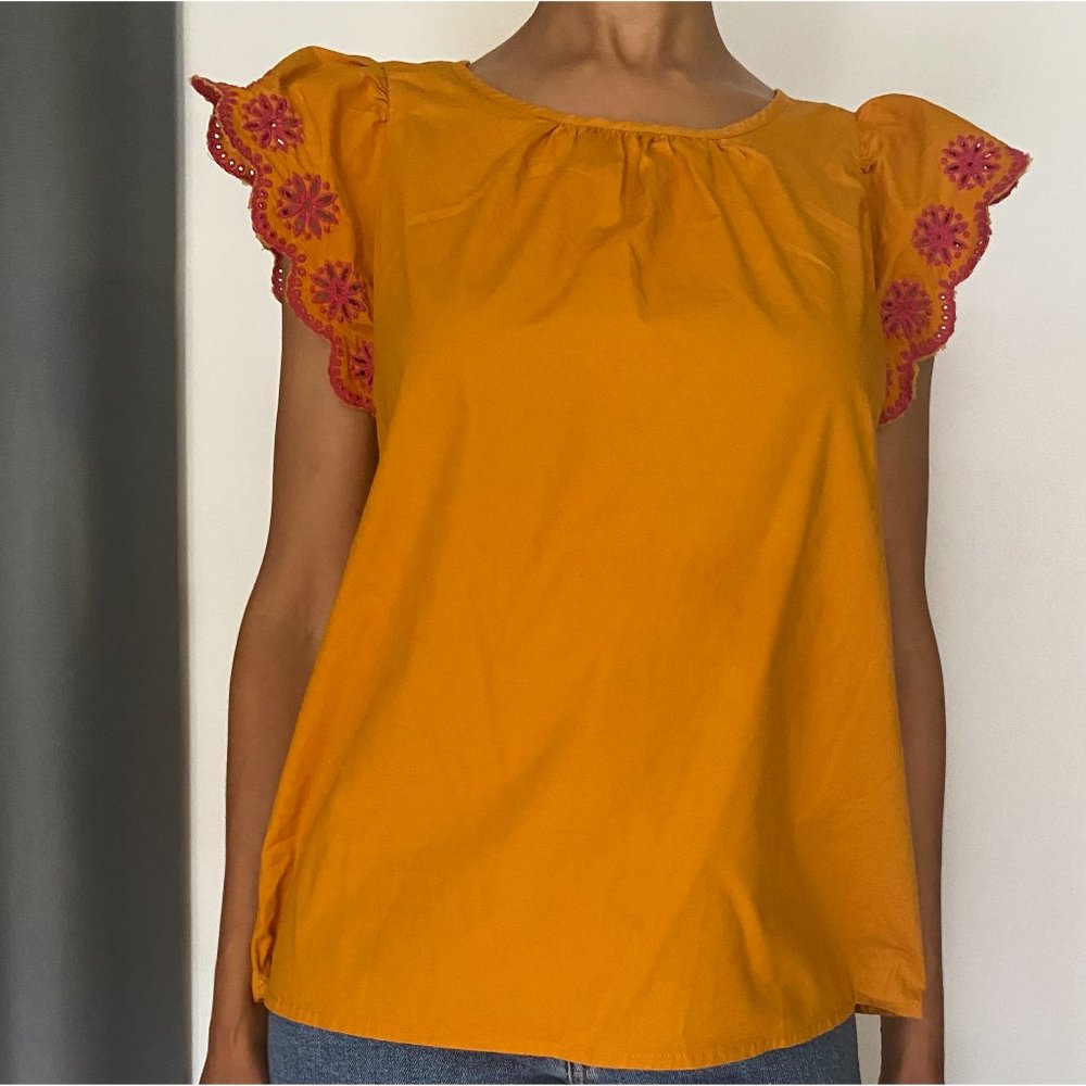 Burnt Orange Cap Sleeve Cotton Top